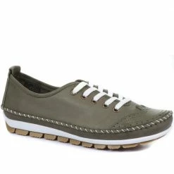 Pavers Wide Fit Leather Lace-Up Sneakers / 317 969