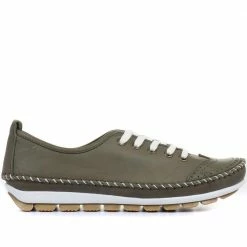 Pavers Wide Fit Leather Lace-Up Sneakers / 317 969