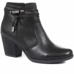 Pavers Leather Heeled Ankle Boot - VED34001 / 320 366