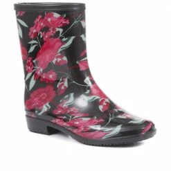 Pavers Floral Print Wellie Ankle Boot - FEI30008 / 316 230