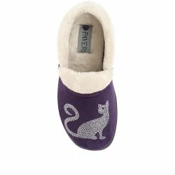 Pavers Wide Fit Women's Novelty Cat Slippers - QING32007 / 319 026