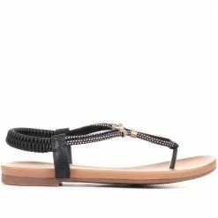 Bellissimo Women's Diamante Thong Sandals In Black - BELBAIZH31031 / 317 821 / 317 821