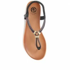 Bellissimo Women's Diamante Thong Sandals In Black - BELBAIZH31031 / 317 821 / 317 821