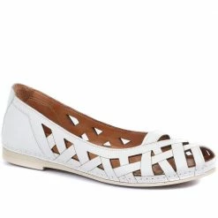 Pavers Wide Fit Leather Ballerina Pumps - KARY29015 / 315 056