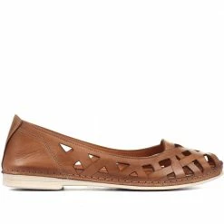 Pavers Wide Fit Leather Ballerina Pumps - KARY29015 / 315 056