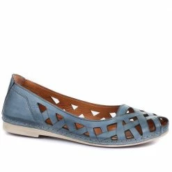 Pavers Wide Fit Leather Ballerina Pumps - KARY29015 / 315 056