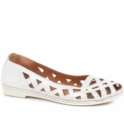 Pavers Wide Fit Leather Ballerina Pumps - KARY29015 / 315 056