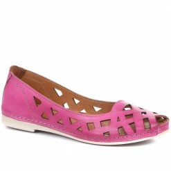 Pavers Wide Fit Leather Ballerina Pumps - KARY29015 / 315 056