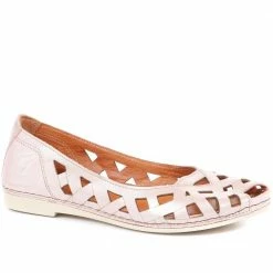 Pavers Wide Fit Leather Ballerina Pumps - KARY29015 / 315 056