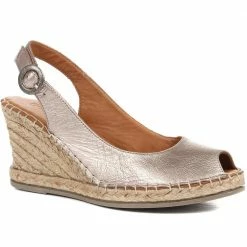 Bellissimo Leather Slingback Wedge Sandals - BELMET35013 / 322 389