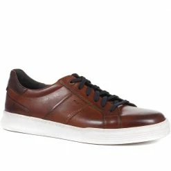 Pavers Wide Fit Leather Lace-Up Trainers - PARK35001 / 321 561