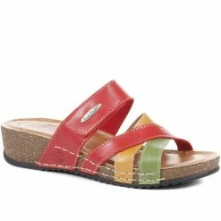 Fly Flot Leather Cross-Strap Mule Sandal - FLY35001 / 321 261
