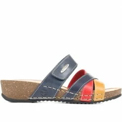 Fly Flot Leather Cross-Strap Mule Sandal - FLY35001 / 321 261