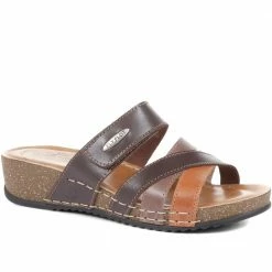 Fly Flot Leather Cross-Strap Mule Sandal - FLY35001 / 321 261
