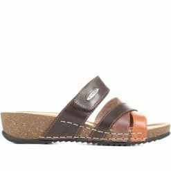 Fly Flot Leather Cross-Strap Mule Sandal - FLY35001 / 321 261