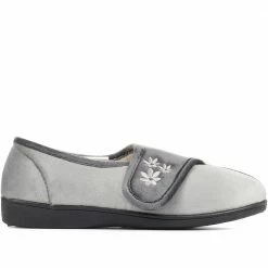 Pavers Ladies Embroidered Easy Fasten Slippers - QINGD30009 / 316 584 / 316 584