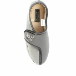 Pavers Ladies Embroidered Easy Fasten Slippers - QINGD30009 / 316 584 / 316 584