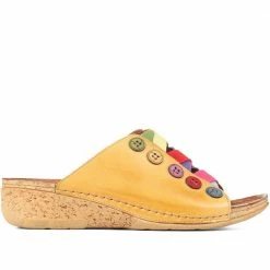 Pavers Leather Mule Wedge Sandals - KARY33005 / 320 022