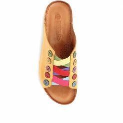 Pavers Leather Mule Wedge Sandals - KARY33005 / 320 022