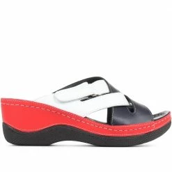 Pavers Wide Fit Wedge Mule Sandals - WLIG35007