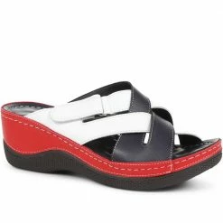 Pavers Wide Fit Wedge Mule Sandals - WLIG35007