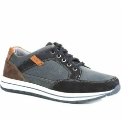 Pavers Leather Lace-Up Trainers - PARK35005 / 321 563