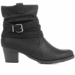 Pavers Black Slouch Ankle Boots With Buckle - PLAN34003 / 320 565 / 320 565