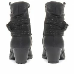 Pavers Black Slouch Ankle Boots With Buckle - PLAN34003 / 320 565 / 320 565