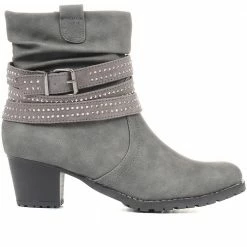 Pavers Black Slouch Ankle Boots With Buckle - PLAN34003 / 320 565 / 320 565