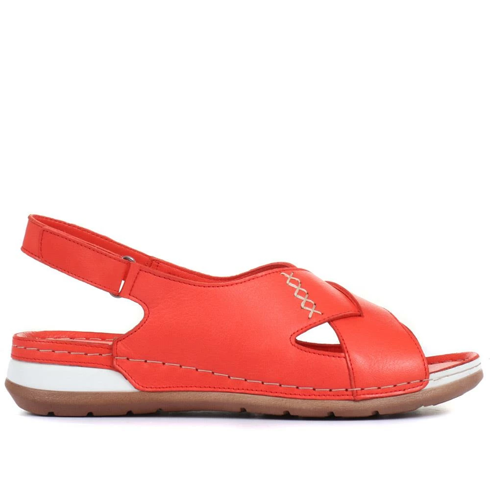 Pavers Women's Red Leather Slingback Sandals - MKOC33001 / 320 060 / 320 060 7 Pavers Women's Red Leather Slingback Sandals - MKOC33001 / 320 060 / 320 060