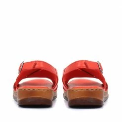 Pavers Ladies Red Leather Cross Strap Sandals - MKOC33003 / 320 061 / 320 061