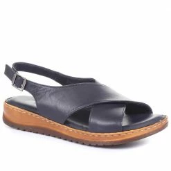 Pavers Ladies Red Leather Cross Strap Sandals - MKOC33003 / 320 061 / 320 061