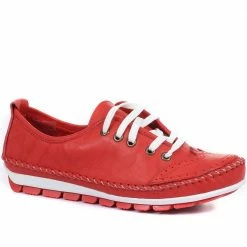 Pavers Wide Fit Leather Lace-Up Sneakers / 317 969