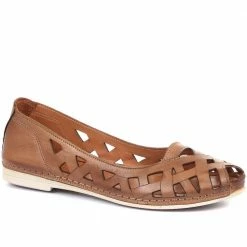 Pavers Wide Fit Leather Ballerina Pumps - KARY29015 / 315 056