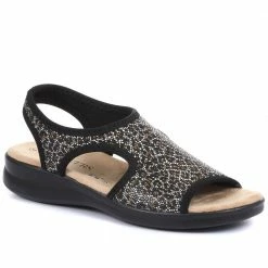 Pavers Wide Fit Leopard Print Pull-On Sandals - POLY33003 / 319 732 22 Pavers Wide Fit Leopard Print Pull-On Sandals - POLY33003 / 319 732