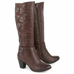 Pavers Knee High Boot With Button Detail - WBINS2226 / 306 616