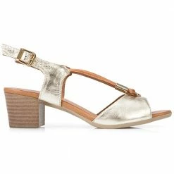 Bellissimo Women's Taupe Leather Heeled Sandal - BELMETIN2305 / 307 897 / 307 897 Sandals
