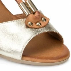 Bellissimo Women's Taupe Leather Heeled Sandal - BELMETIN2305 / 307 897 / 307 897 Sandals