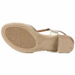 Bellissimo Women's Taupe Leather Heeled Sandal - BELMETIN2305 / 307 897 / 307 897 Sandals