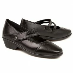 Pavers Wide Fit Leather Mary-Jane With Split Strap & Stud - HSKEMP1813 / 146 313 Shoes