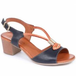 Bellissimo Women's Taupe Leather Heeled Sandal - BELMETIN2305 / 307 897 / 307 897 Sandals