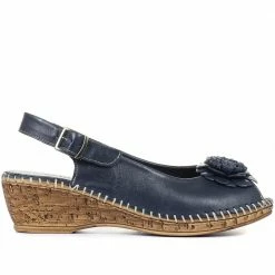 Pavers Leather Peep-Toe Sandal - OZAR29001 / 315 092 Sandals