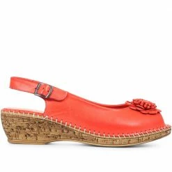 Pavers Leather Peep-Toe Sandal - OZAR29001 / 315 092 Sandals