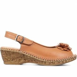 Pavers Leather Peep-Toe Sandal - OZAR29001 / 315 092 Sandals