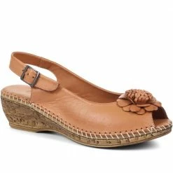 Pavers Leather Peep-Toe Sandal - OZAR29001 / 315 092 Sandals