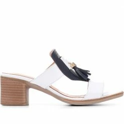 Kinloch Ladies White Leather Mule Tassel Sandals - LAPIN29509 / 314 932 / 314 932