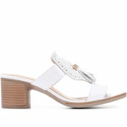 Kinloch Ladies White Leather Mule Tassel Sandals - LAPIN29509 / 314 932 / 314 932