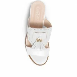 Kinloch Ladies White Leather Mule Tassel Sandals - LAPIN29509 / 314 932 / 314 932