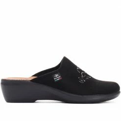 Fly Flot Wide Fit Embroidered Mule Slippers - FLY30008 / 315 802