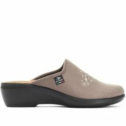 Fly Flot Wide Fit Embroidered Mule Slippers - FLY30008 / 315 802